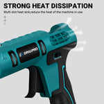 Drillpro Electric Hot Melt Glue Gun with Rapid Heating Intelligent Temperature Control for DIY Crafting Works with 10PCS Glue Sticks Fit For Mak 18V Battery Convenient and Efficient Use