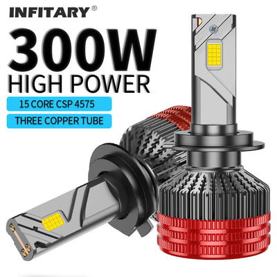 LinkMejor Q6 30000LM LED Car Headlight Bulbs 300W Hi-Low Beam Car Headlamps 6500K Bright White