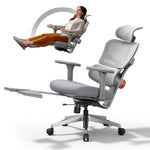 LinkMejor NT002 Ergonomic Office Chair with Footrest High Back Desk Chair with Unique Adjustable Lumbar Support Backrest Seat Depth Adjustment Tilt Function 4D Armrest Recliner Chair for Home Office