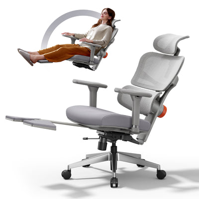 LinkMejor NT002 Ergonomic Office Chair with Footrest High Back Desk Chair with Unique Adjustable Lumbar Support Backrest Seat Depth Adjustment Tilt Function 4D Armrest Recliner Chair for Home Office