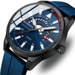 LinkMejor Men's Business Watch Quartz Wrist Watch with Calendar Alloy Case, Round Dial, Electronic Drive, Silicone Strap 3ATM Sports Watch