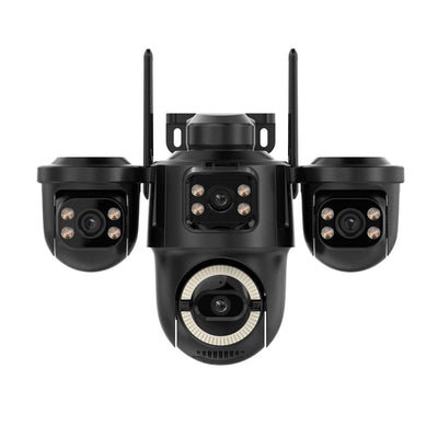 LinkMejor Triple Lens 9MP Wireless Outdoor PTZ Security Camera AI Human Motion Alert Three Screen View Two Way Audio Night Vision Waterproof Smart Home CCTV