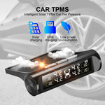 Wireless Car TPMS Tire Pressure Monitoring System External Sensor Solar Power Auto Security Alarm Systems Tire Pressure Digital LCD Display