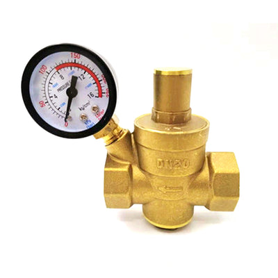 DN20 Brass Water Pressure Regulator Adjustable Valve 25mm Threaded Connection with Pressure Gauge Soft Seal for Water Oil Gas