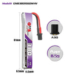 6Pcs LinkMejor 3.8V 380mAh 60C 1S LiHV Battery A30 Plug With Adapter Cable for Happymodel Mobula6 BetaFPV Meteor65