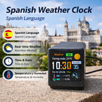 GeekMagic Spanish Language Wifi Weather Album Simple Digital Clock with Full Color LCD Screen 3-Day Weather Forecast Temperature Display Digital Photo Album USB-C