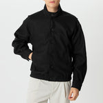 LinkMejor Mens Solid Stand Collar Button Front Jacket Casual Fall Winter Outwear Top with Pockets S-5XL