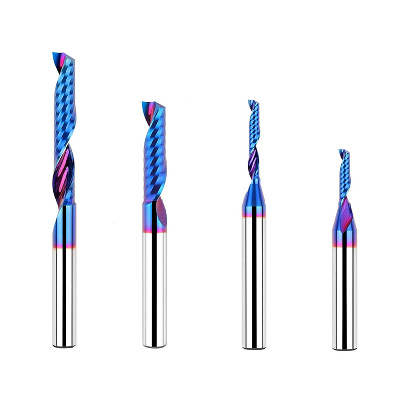 1/4 Inch Shank YK20 Alloy CNC Router Bit Spiral Design Nano Coated Cutter for Aluminum Brass ABS Acrylic HDPE High Precision 35 Degree Angle