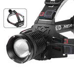 XHP70 30W LED White Blue Yellow Light USB Rechargeable Headlamp Ultra Light Bright LED Headlight Portable Front Head Light Fishing Flashlight with 18650 Battery