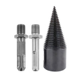 2PC Wood Splitter Firewood Drill-Bit Kindling Log Splitter Heavy Duty Electric Splitting Drills 42mm Screw Cracker Removable Cone Driver Hex Shank Square Round Handle