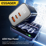 [GaN Tech] ESSAGER ES-CD56 100W 3-Port USB PD Charger with Digital Display USB-A+2USB-C PD3.2/3.0 QC2.0/3.0/4.0 SCP FCP PPS AVS AFC Fast Charging Wall Charger Adapter EU Plug for iPhone 17 17Pro 16 Pro Max 15 14 13 for Huawei Mate XTs for OPPO for VIVO