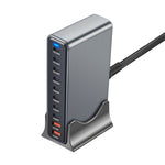 [GaN Tech] Bakeey YMX-800W 800W 10-Port USB PD Charger 2USB-A+8USB-C PD QC Fast Charging Desktop Charging Station EU Plug US Plug for iPhone 16 Pro Max 15 14 13 Pro for Huawei Pura X for Xiaomi 15 Ultra for Samsung Galazy S25 Ultra