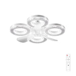 Elfeland 3/4-Head E27 LED Crystal-Inspired Ceiling Fan Light 3 Color Temperature 2/4H Timer 3 Levels Speed Adjustable Fan Lamp Remote Control for Indoor Rooms