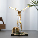 LinkMejor DIY Rotating Windmill Night Light Creative Desktop Ornament Decorative Table Lamp Handmade Metal Craft