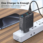 USLION BK303 100W 4-Port USB PD Charger 2USB-A+2USB-C PD QC3.0 Fast Charging Wall Charger Adapter EU Plug US Plug for iPhone 15 14 13 Pro for Huawei Nova Pro for Samsung Galaxy Z Flip6 for Xiaomi Civi 4Pro