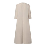 LinkMejor Women's Dresses Vintage Casual 3/4 Sleeve Round Neck Dress Floral Embroidery Split Shift Dresses
