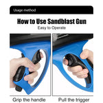 Manual Sandblasting Gun Ergonomic Design with Stainless Steel Nozzle Quick Connect for Precise Rust Removal and Surface Preparation