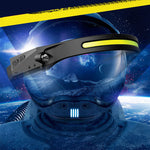 LinkMejor LX200 Wave Sensor 1200mAh 270° Wide Range 350LM 5 Lighting Modes LED Headlamp USB Rechargeable Head Torch COB Outdoor Cycling Adventure Fishing Flashlight Bike Headlamp