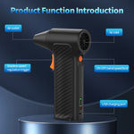 High-Speed Brushless Fan 110,000 RPM Rechargeable 2600mAh Battery Compact and Lightweight Portable Outdoor Dust Cleaning Hair Drying Tool