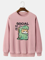 ChArmkpR Mens Cartoon Animal Graphic Crew Neck Daily Pullover Sweatshirts