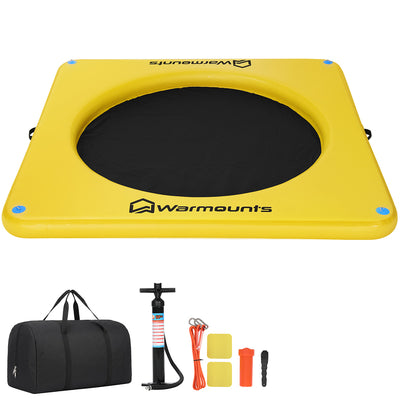 Warmounts Inflatable Floating Island Water Hammock with Mesh Center Non-Slip Floating Mat Bathing Platform for Lake Pool Sea Swimming Platform for Adults and Dogs Includes Pump Bag and Rope