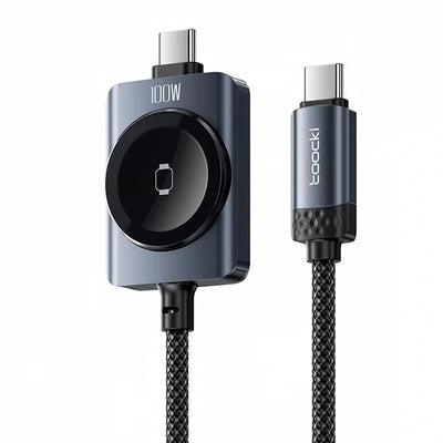 Toocki TX128C2 PD100W Type-C to Type-C Cable with Wireless Watch Charger PD Fast Charging Data Transmission Copper Core Line 1.2M Long for iPhone 17 17Pro 16 Pro Max 15 for Huawei Mate XTs for OPPo for Apple Watch