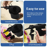 LinkMejor Rechargeable Portable Electric Air Pump 2000mAh Battery Lightweight Design 3 Nozzle Options Quick Inflation Deflation for Air Mattress Pool Floats Vacuum Bags Camping