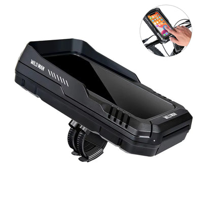 LinkMejor MAN Bicycle Phone Holder Touchscreen Waterproof Hard Shell Phone Box Rotatable Bike Handlebar Bracket Bag for 5.5''-6.7" Cellphones