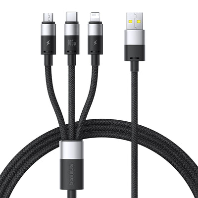 Baseus Star Speed Series 100W USB-A to Type-C/Micro/iP Cable Fast Charging Data Transmission Copper Core Line 1.5M Long for iPhone 16 16 Pro 15 14 13 Pro Max for Xiaomi MIX Fold4 for Samsung Galaxy Z Flip6 for Huawei Mate XT