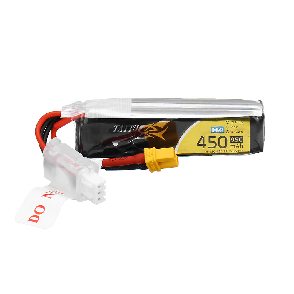 Tattu 7.6V 450mAh 95C 2S HV 4.35V Lipo Battery Pack XT30 Plug for Eachine Betafpv Drone FPV Racing Drone