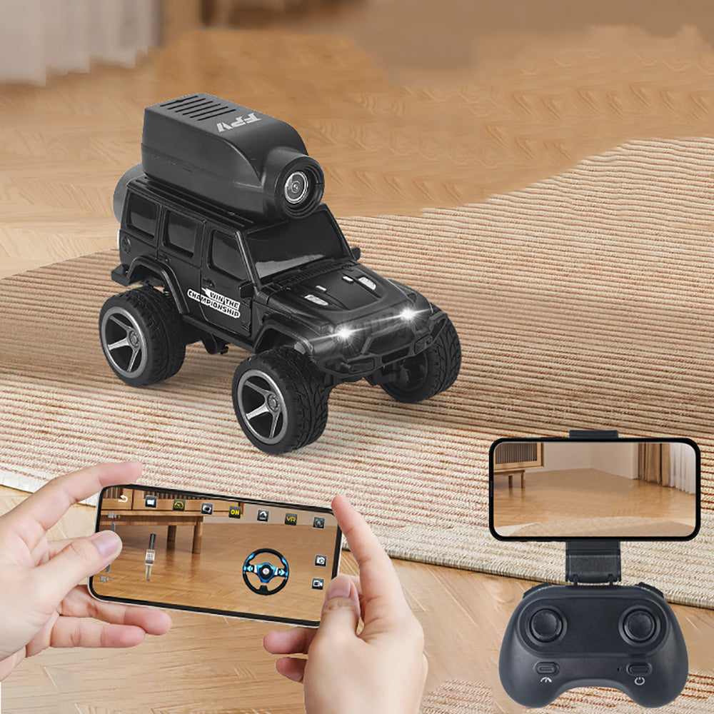 KFPlan KF32 1/64 2.4G 2WD Alloy Mini Desk RC Car Proportional Control Crawler W/ 480p Top-Mounted FPV Camera Vehicle Models RTR for Children Toys