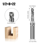 1/2 Inch 12.7mm Shank Tungsten Mortising Carbide Router Bit 2 Flutes/3 Flutes TCT Straight Router Bit Straight Flute End Milling Cutter 6-8mm Cutting Diameter 20-22mm Cutting Length