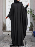 LinkMejor Plus Size Women Chiffon Kaftan Tunic Two-Piece Detachable Outside Bat Long Sleeve Maxi Dress