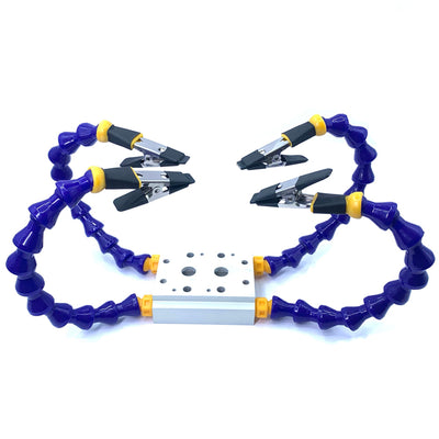 Two/Four/Six Brackets Benches Vise Table Clamp with Flexible Arm Aluminum Alloy Clamp Soldeirng Iron Holder Printed Circuit Board Welding Repairs