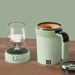 IPRee 380ML Detachable Automatic Magnetic Stirring Mug with Straw & Lid Stainless Steel Waterproof USB Electric Mixing Coffee Mug