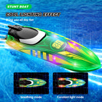 LinkMejor V777 RTR 2.4G RC Boat Double-sided Rotary Forward Stunt Driving Glowing LED Lights Ship High Speed Remote Control Vehicles Models Toys