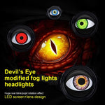 LinkMejor Headlight with Dual Dynamic Devil Eye Design Multiple Modes for Cars Motorcycles Universal