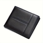 Ekphero Men's Retro Genuine Leather Short Wallet RFID Blocking Horizontal Money Clip Multi-card Slot Card Holder Anti-theft Brush Coin Purse