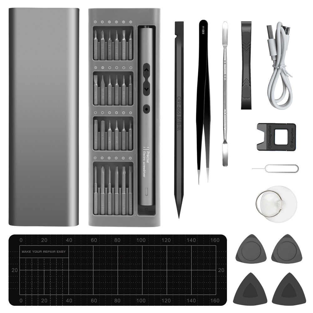 62-in-1 High-Speed Adjustable Electric Screwdriver with 48 Precision S2 Bits Lengthened Bits for Complex Tasks 330mAh Battery Type-C Charging Compact Portable DIY Repair Tool Set with Additional Accessories