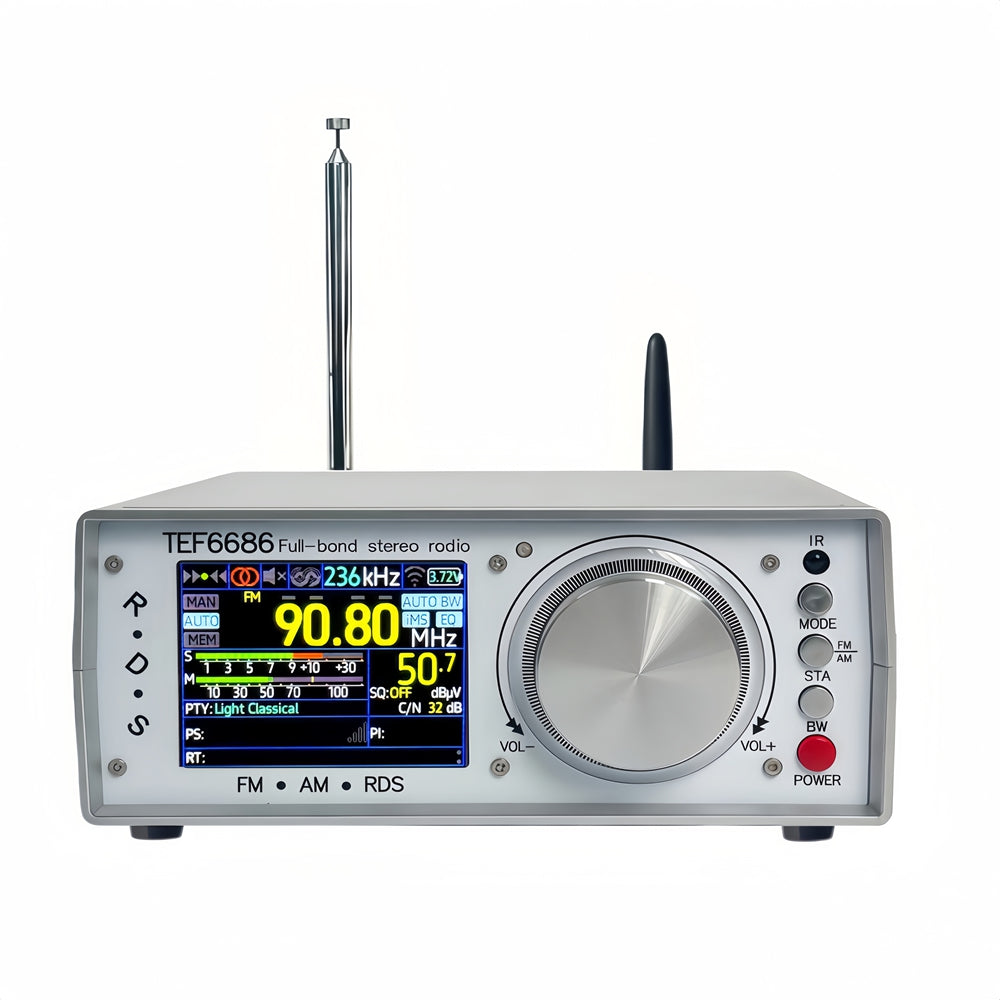 TEF6686 Full Band Stereo Radio High Sensitivity FM AM SW LW Bluetooth Transmitter Infrared Remote Customizable Bandwidth Rechargeable Battery Digital Display