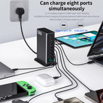 [GaN Tech] Bakeey 520W 8-Port USB PD Charger 4USB-A+4USB-C PD QC SCP PPS Fast Charging Digital Desktop Charging Station EU Plug US Plug for iPhone 16 16 Pro 15 14 13 for Xiaomi 15 Ultra for Samsung Galaxy S25 Ultra for Huawei Pura X