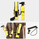 LinkMejor 0.5L Mini Scuba Tank Kit with Storage Bag and Satety Rope Portable Scuba Diving Tank Gear Support 5-10 Minutes Breath Underwater Breathing Devicefor Partner Underwater Entertainment Backup Air