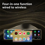 LinkMejor Q1A 4 in 1 Wireless CarPlay/Android Auto/Mirror Link/AirpIay Smart Box Bluetooth 5.0 WiFi USB Plug and Play Smart Voice Assistant