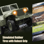 LinkMejor C8815 RTR 1/10 2.4G 4WD RC Car Willys Military Truck Off-Road Climbing LED Light Optional Winch Canopy Metal Frame Rock Crawler Full Proportional Vehicles Models Toys