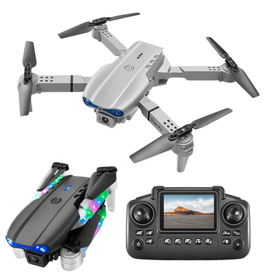 LinkMejor E99 / E99D WiFi FPV with LCD Screen Controller HD Dual Camera Lighting Arms Optical Flow Positioning Colorful LED Light Foldable RC Drone Quadcopter RTF