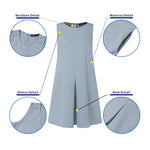 LinkMejor Women Crew Neck Sundress Knee Dresses Oversized Sleeveless Casual Solid Loose Midi Dresses