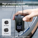 LinkMejor A5S 100 PSI Mini Electric Air Pump Portable Fast Inflation Bike Air Pump with Schrader/Presta Digital Screen Display Road MTB Tire Inflator