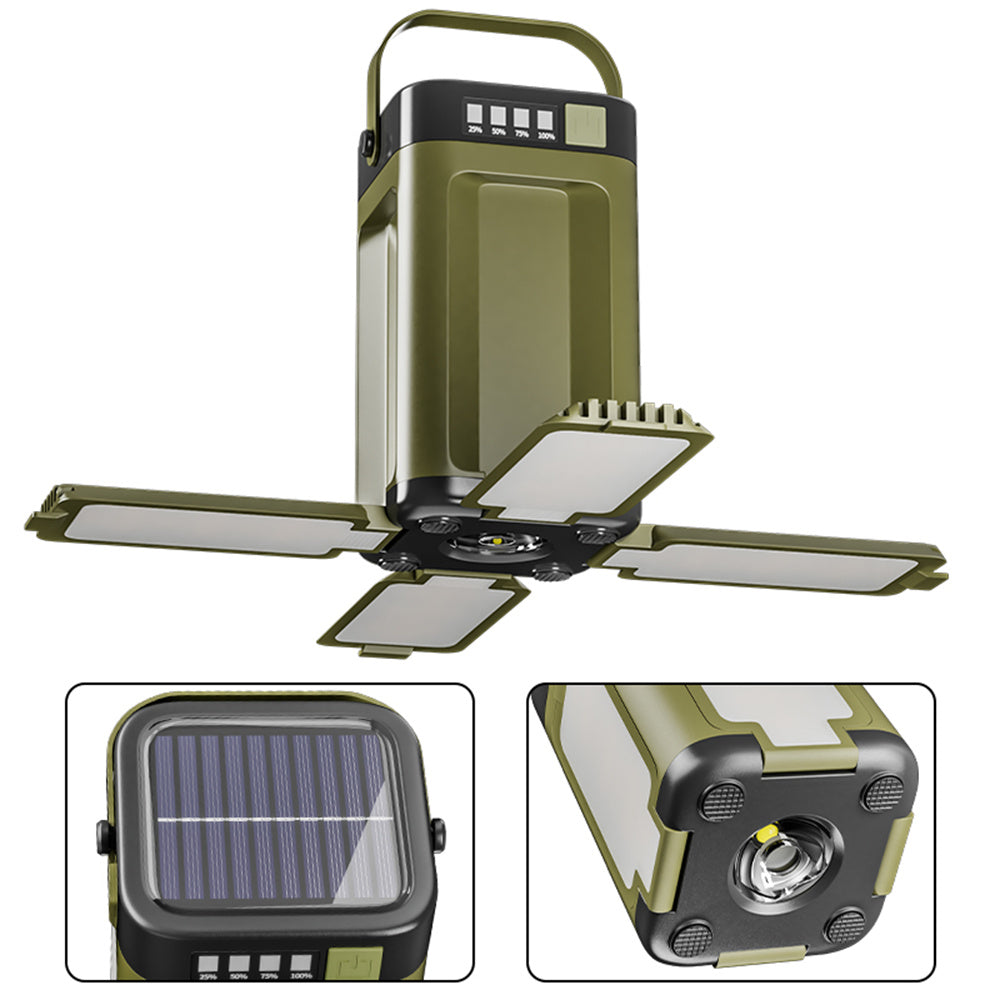IPRee Portable Solar Camping Lantern LED Rechargeable Outdoor Hanging Tent Lamp Folding LED  With Hook Emergency Camping Light