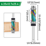 LinkMejor 1/4 Inch 6.35mm Shank Nano Coated Spiral Compression Flush Trim Router Bit Top & Bottom Bearing Milling Cutter for Wood MDF Decorative Panels