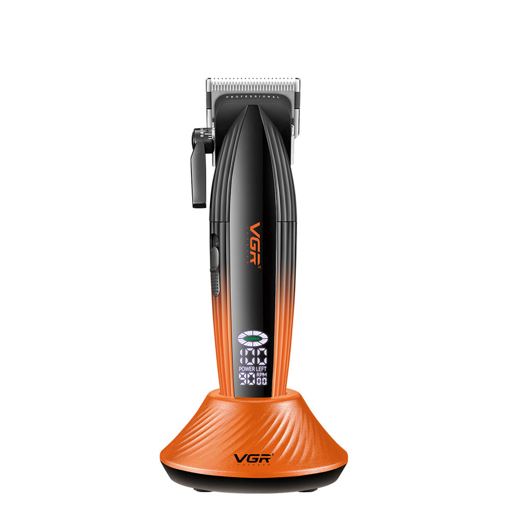 LinkMejor V-889 Professional Hair Clipper with LED Display 9000 RPM Ceramic & Stainless Steel Blades 5-Level Cutting Guide USB Charging for Home Barber Use
